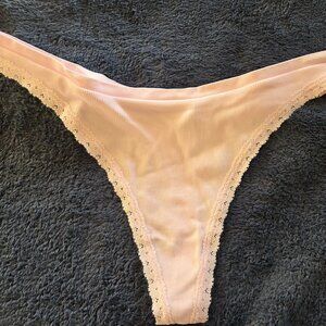Victoria's Secret Pink! Light pink ribbed seamless hi cut thong panties size L